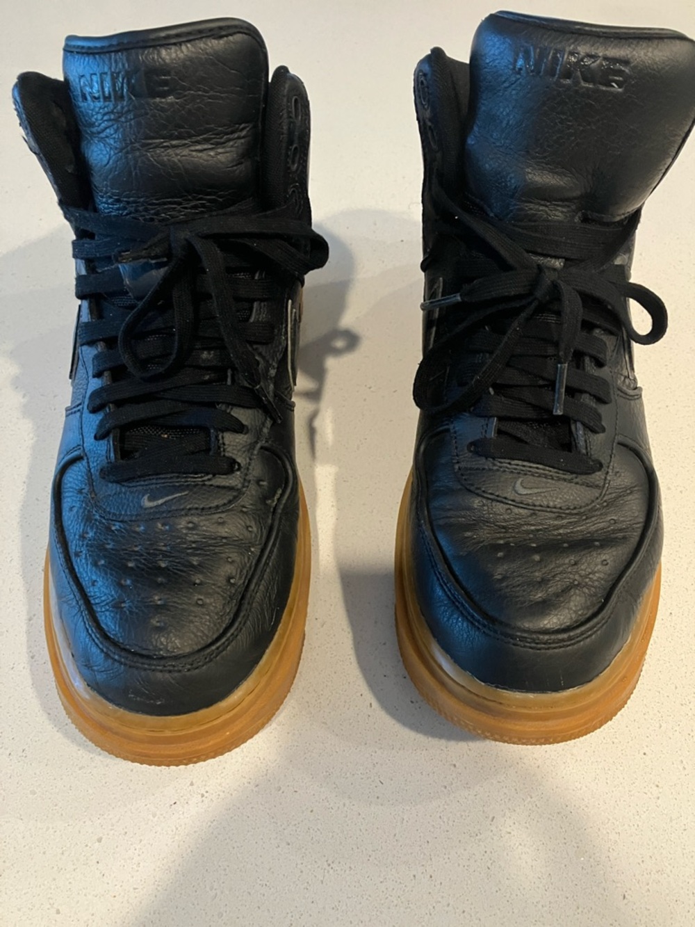 Nike Air Force One Men’s Goretex Black mid top Sneakers with Gum Outsole